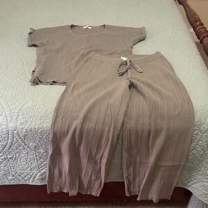 Women's Khaki Lounge Pants & Top Set